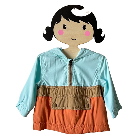 Gymboree Zip-Up Wind Breaker Blue Orange Hoodie Jacket Unisex - Picture 1 of 6